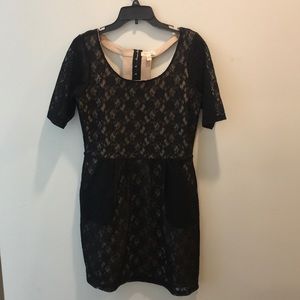 Boutique dress with black lace overlay